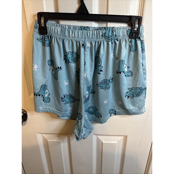 Large Blue Dinosaur Print Pajama Set Short Sleeve Top & Shorts - Picture 6 of 7